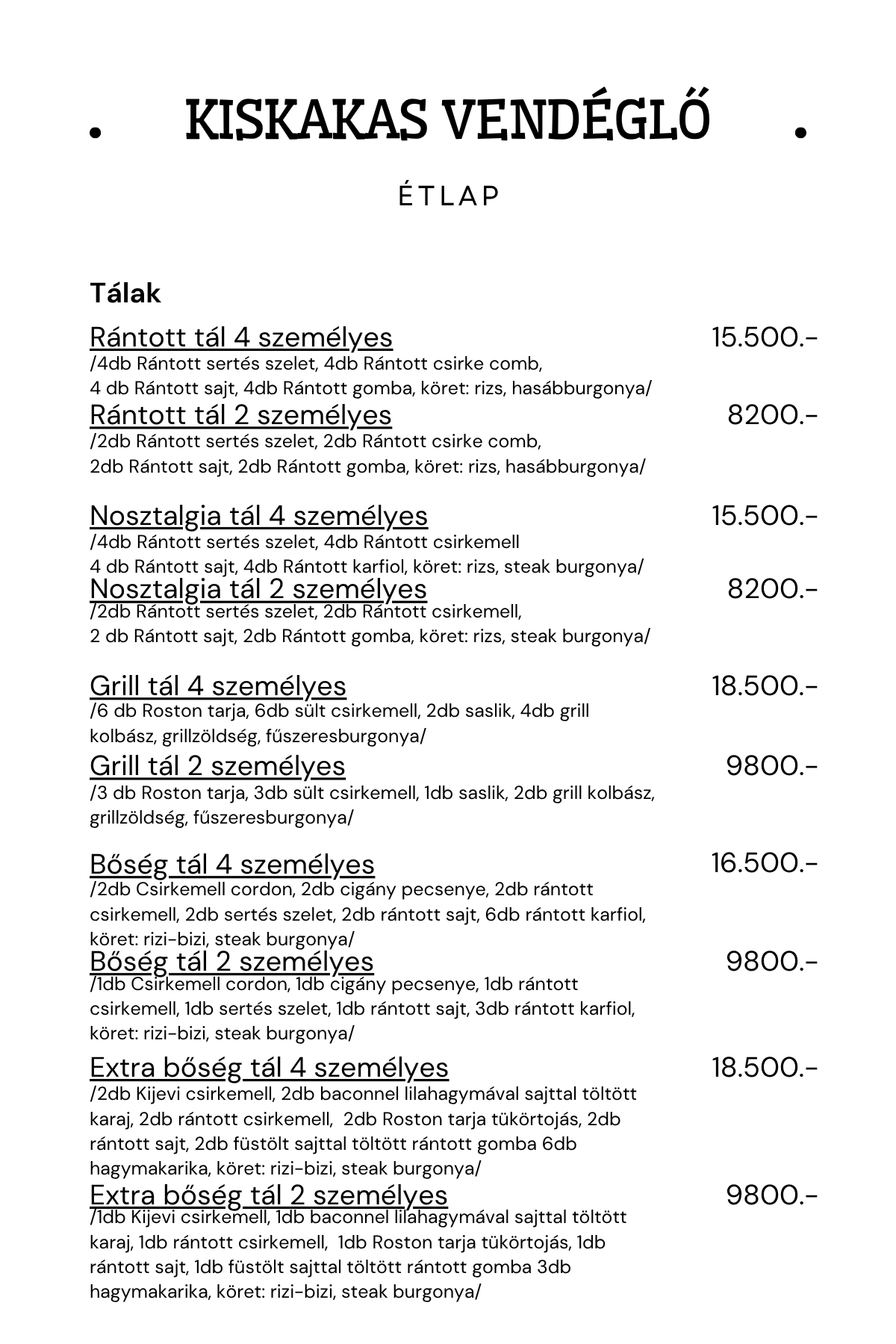 Étlap második oldal
